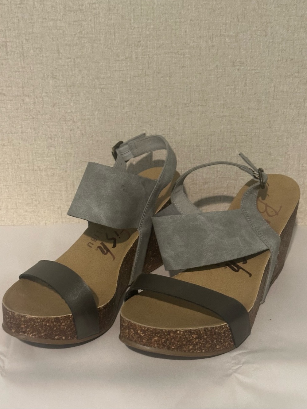 Blowfish Women’s Size 10 Strappy Two-Tone Gray Wedge Sandals